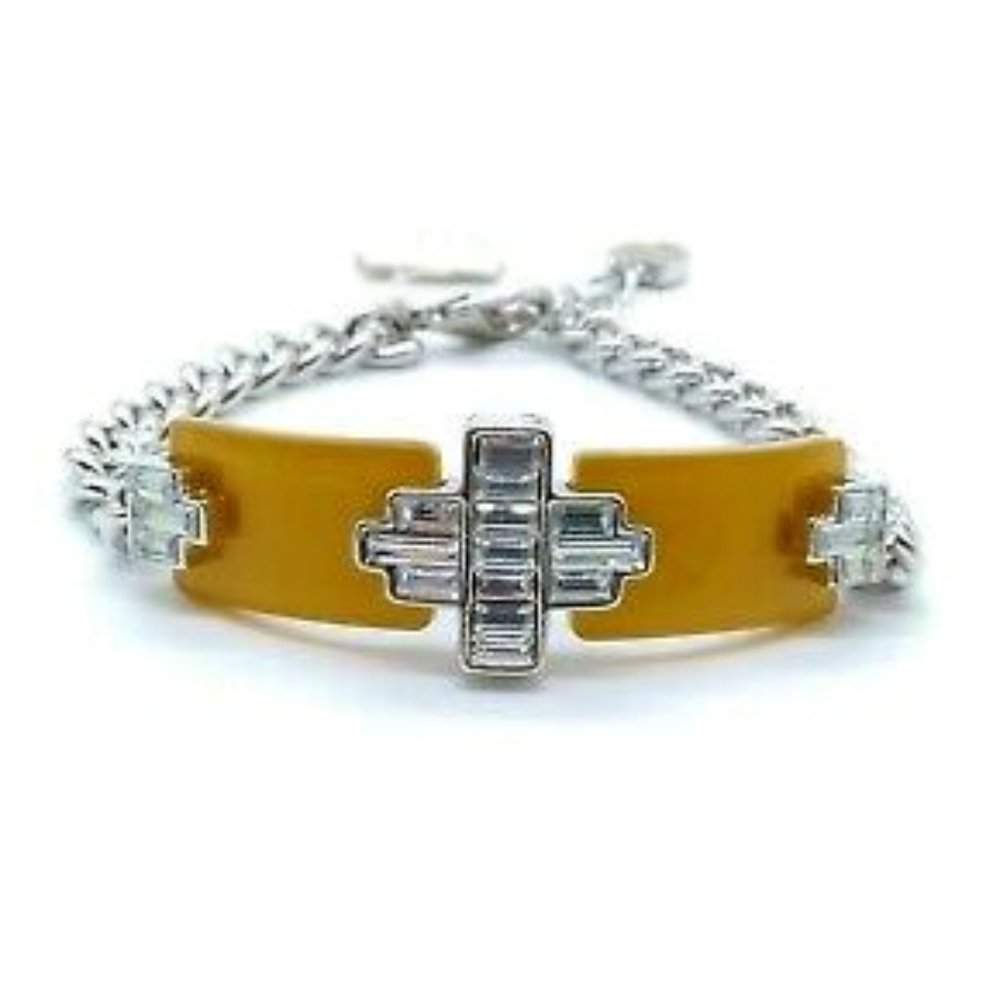 Lia Sophia Color Coded Mustard Cross Bracelet
